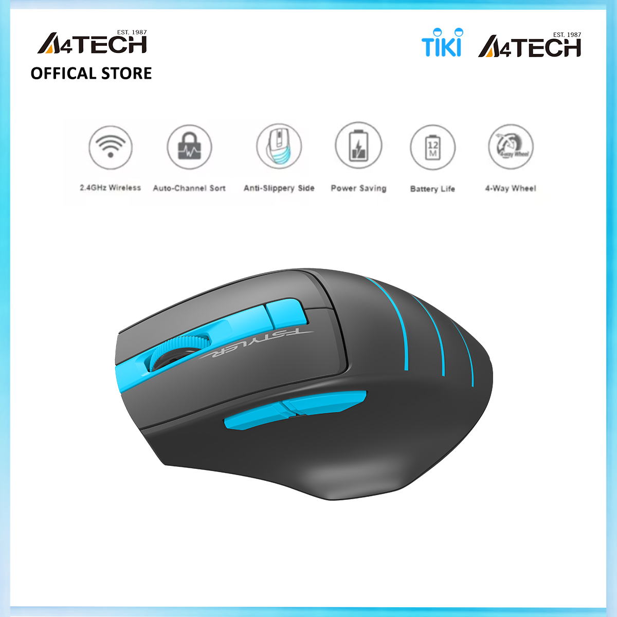 Chuột không dây A4Tech FStyler FG30 Wireless 2.4GHz 2000 DPI - Hàng chính hãng