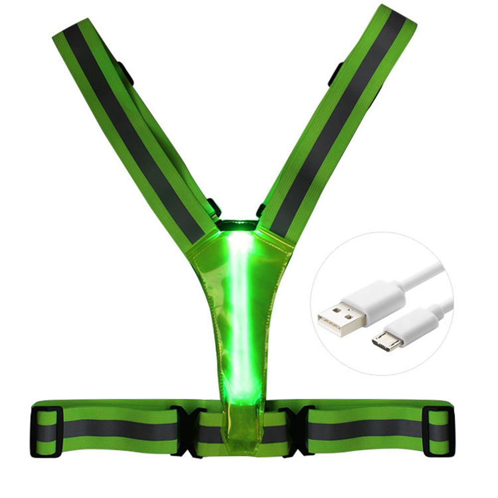 LED Reflective Vest USB Rechargeable LED Light Up Vest High Visibility Adjustable Running Vest Safety Night Running Gear