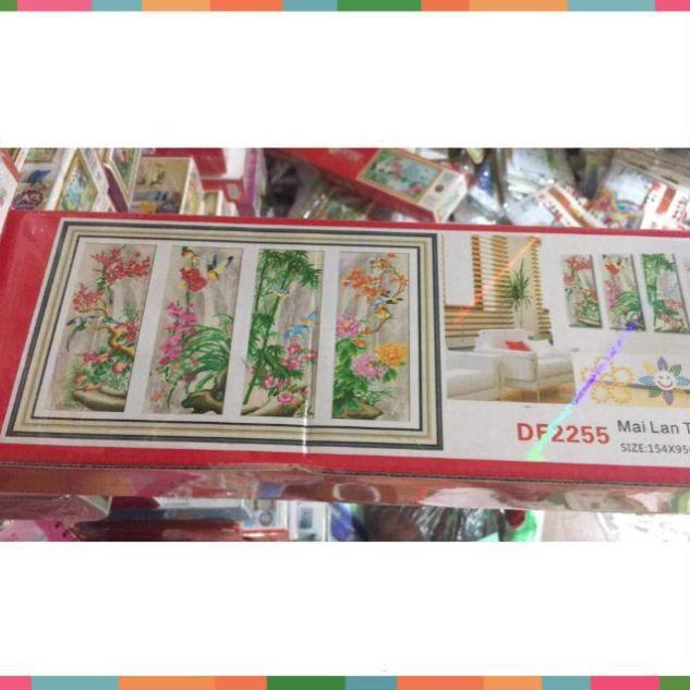 Tranh đính đá Tứ quý tùng cúc trúc mai kt 154*97cm