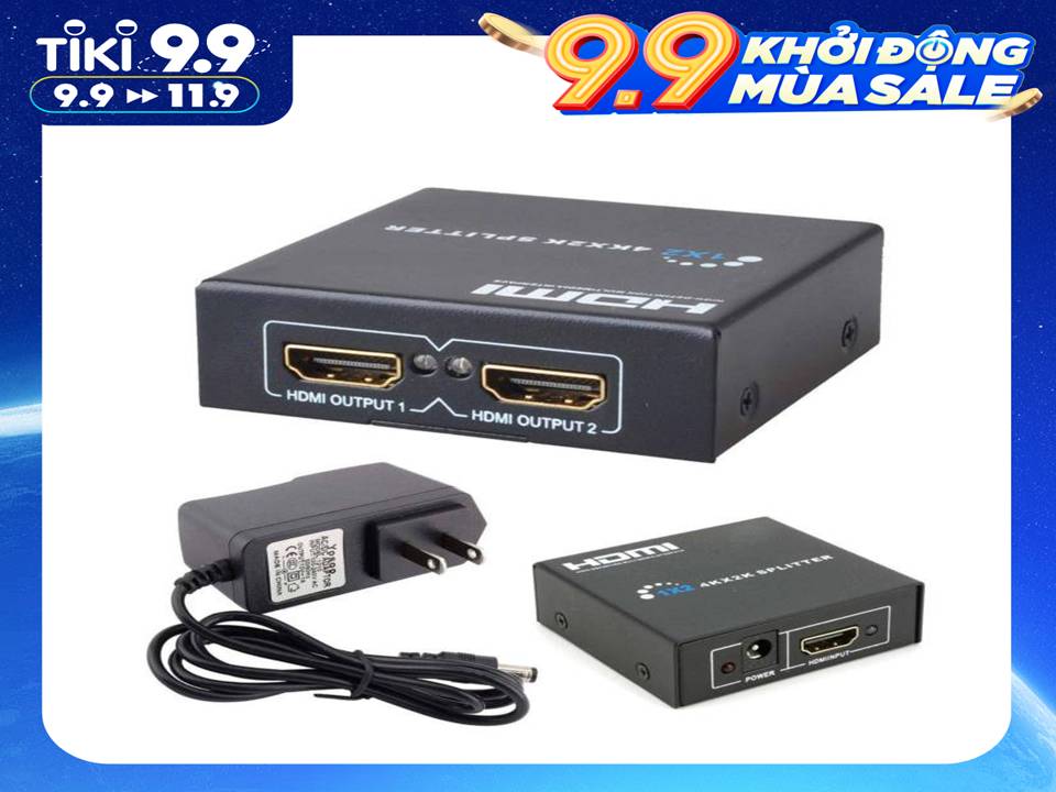 Bộ Chia HDMI 1 ngõ vào ra 2 ngõ  Cho Màn Hình Kép - Vỏ sắt