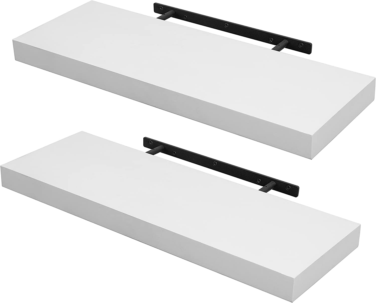 Combo 2 kệ gỗ treo tường trang trí 61cm, kèm chốt âm tường chữ U, phụ kiện vít tắc kê