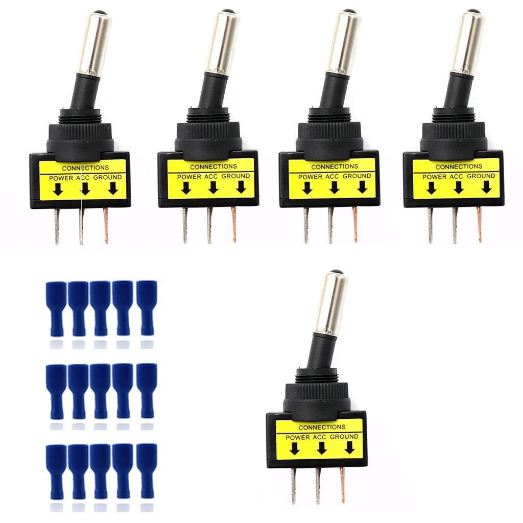 5pcs12V 20A LED Light OFF/ON SPST Toggle Rocker Switch 3Pin for Car Motorcycle Auto