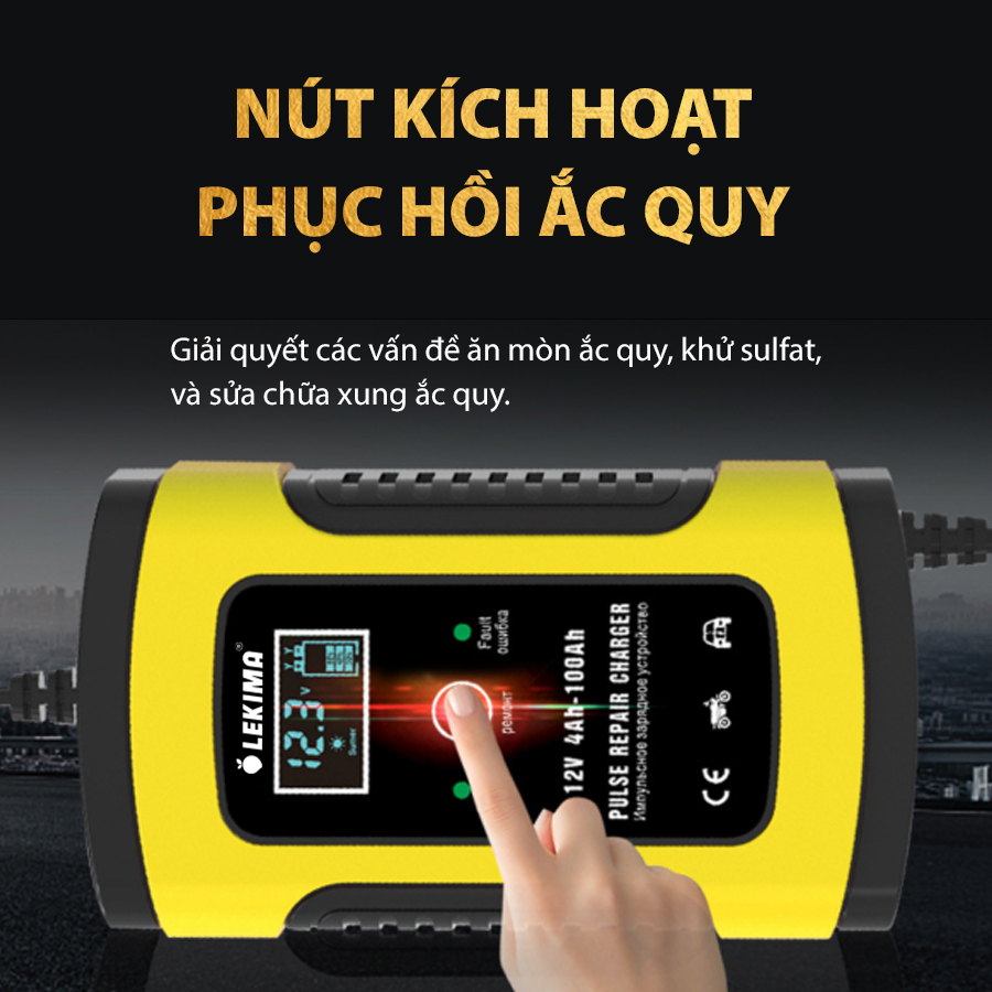 Máy Sạc Ắc Quy 12V 5A Kèm Phục Hồi Bình, Bộ Sạc Bình Acquy Tự Ngắt Khi Đầy, Khử Sunfat