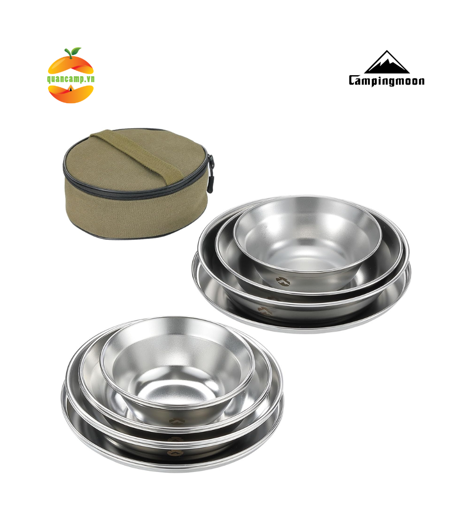 Bộ bát chén đĩa inox Campingmoon S395 / BKS395 - 3S (12 món)