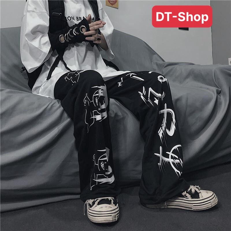 Quần Ống Suông Nam Nữ Mẫu Mới FREESHIP Quần kiểu ống rộng in Hình Phong Cách Nhật Bản Trẻ Trung Năng Động