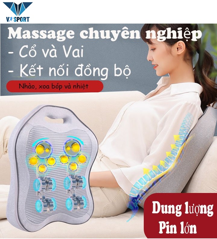 Máy Massage Toàn Thân Hồng Ngoại, Gối Massage Vai, Cổ Gáy, Massage Lưng - Gối Mát Xa Sử Dụng Bi Lăn Massage Toàn Lưng Kết Hơp Nhiệt Hồng Ngoại