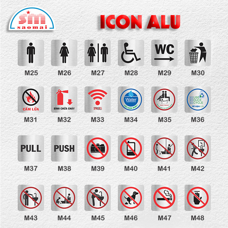 Icon Alu 9.5x9.5cm bạc xước