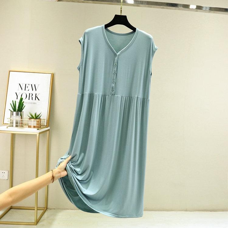 Váy đầm thun mặc ngủ ở nhà ngắn tay vải Modal mềm mại thoáng mát dáng suông mã VAV0433