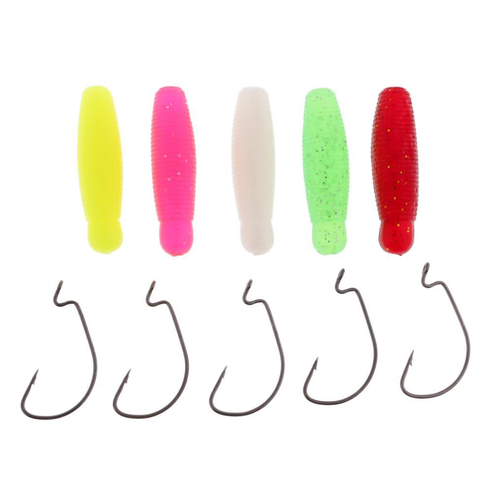 5 Pieces Artificial Soft Pupae PVC Plastic Fishing Lure Simulation Fishing Bait