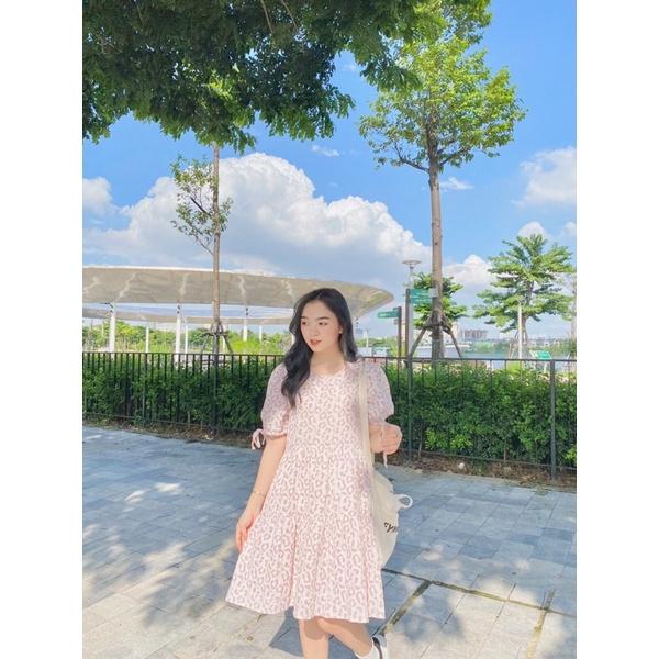 AIMEE_ĐẦM BABYDOLL DA BEO HỒNG - NÂU