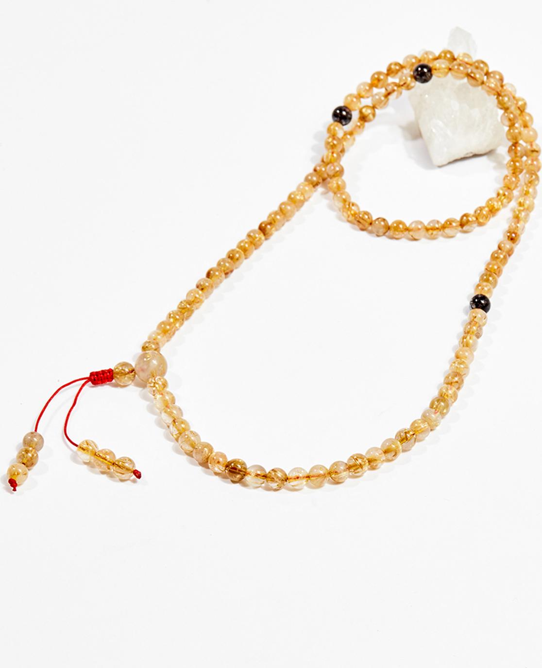 Vòng chuỗi hạt đeo tay 108 viên đá thạch anh tóc vàng 6mm mệnh thủy , kim - Ngọc Quý Gemstones
