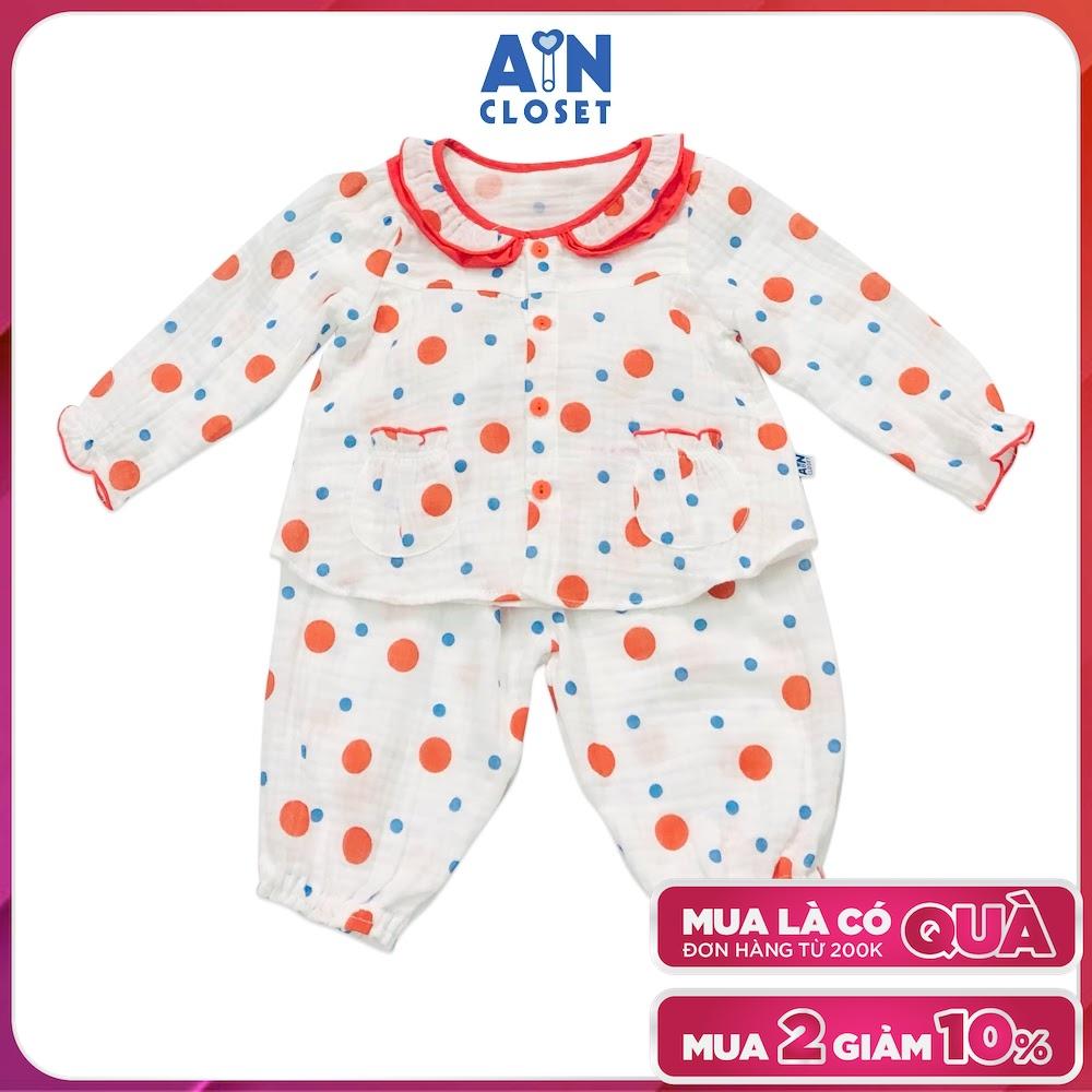 Bộ quần áo dài bé gái họa tiết Bi cam xanh xô muslin - AICDBGWGL8MB - AIN Closet