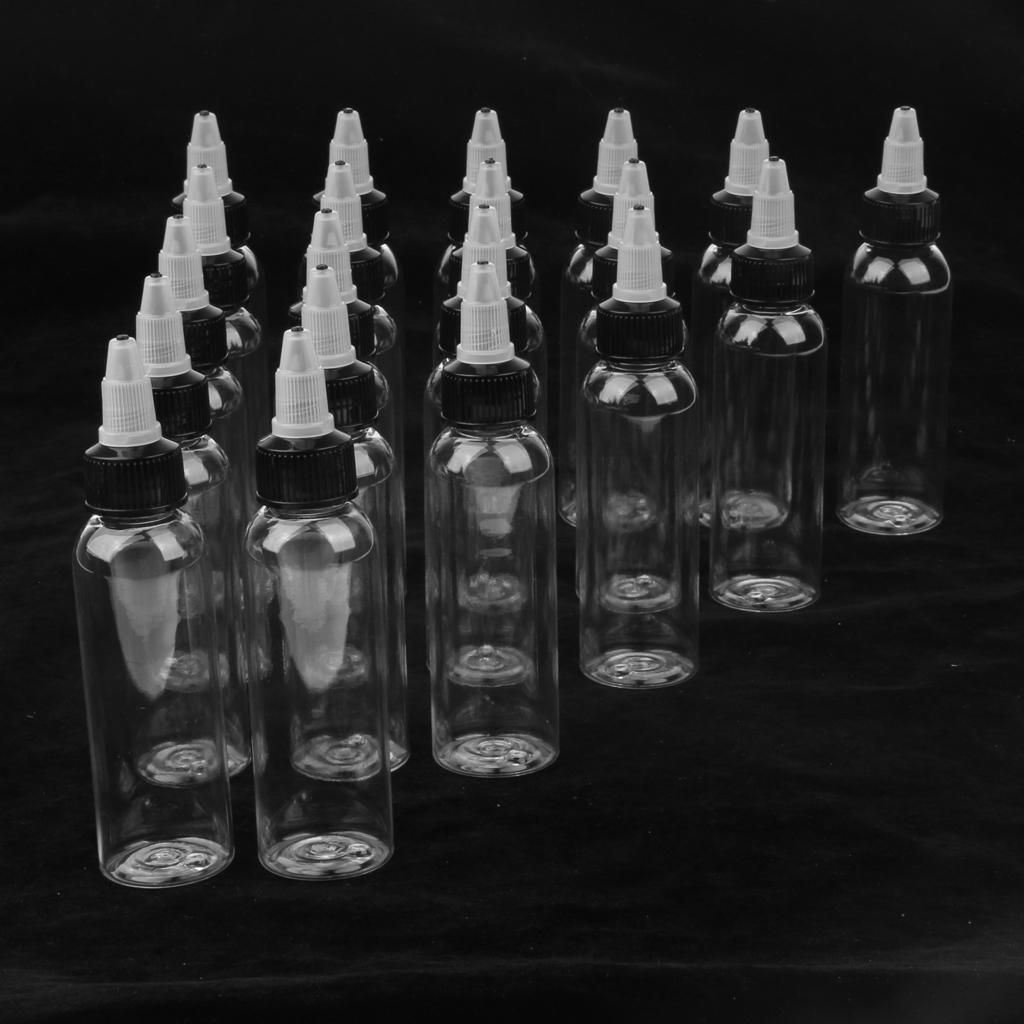 200Pcs Empty Plastic Squeeze Bottle with Twist Top Cap Tip Applicator 30ml
