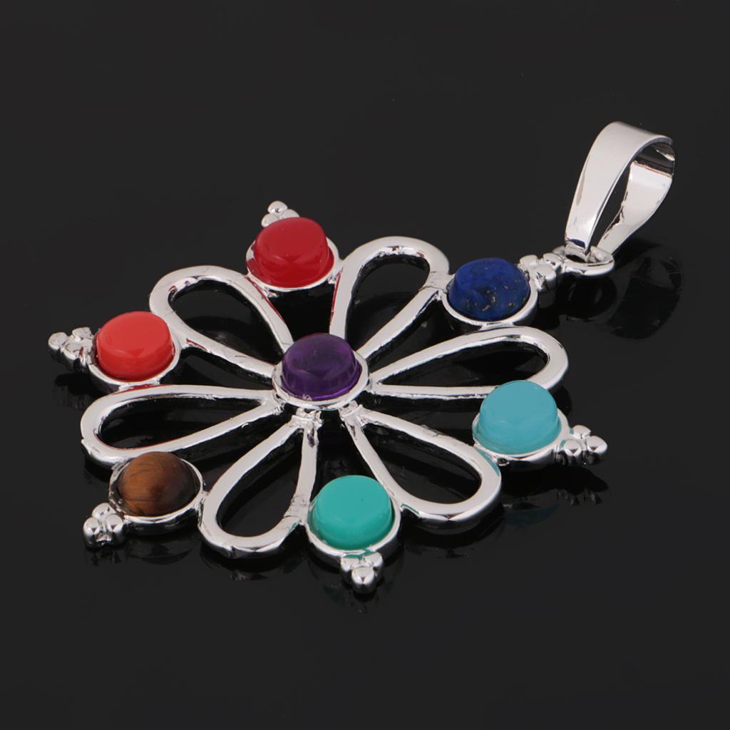 2-7pack Colorful Sun Flower Silver Pendant Reiki Hollow Necklace Peaceful