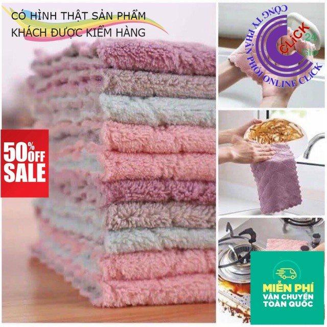 Set 10 Khăn Lau Đa Năng Bếp, Bát Đĩa, Cốc Chén Thấm Nước Chống Dính Dầu Mỡ Hai Mặt