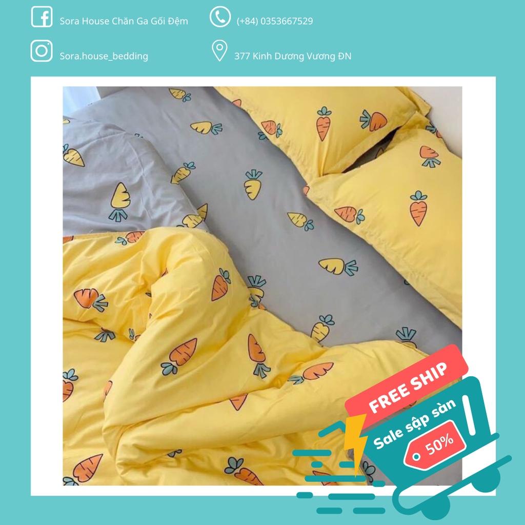 Bộ Chăn Ga Gối Cotton Poly Cà Rốt Vàng