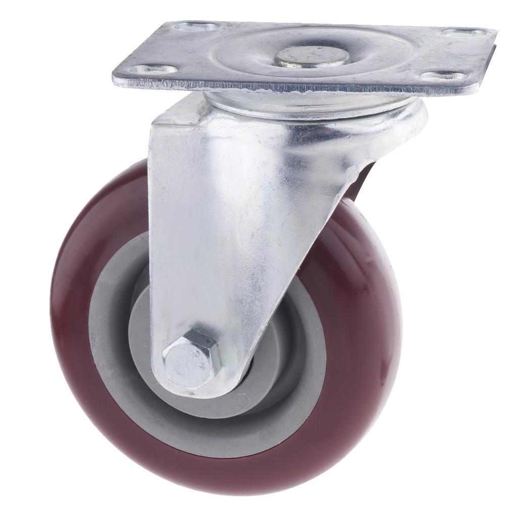 2pcs 4 Inch Swivel Caster Rubber Wheel Top Plate Bearing Heavy Duty - No Brake
