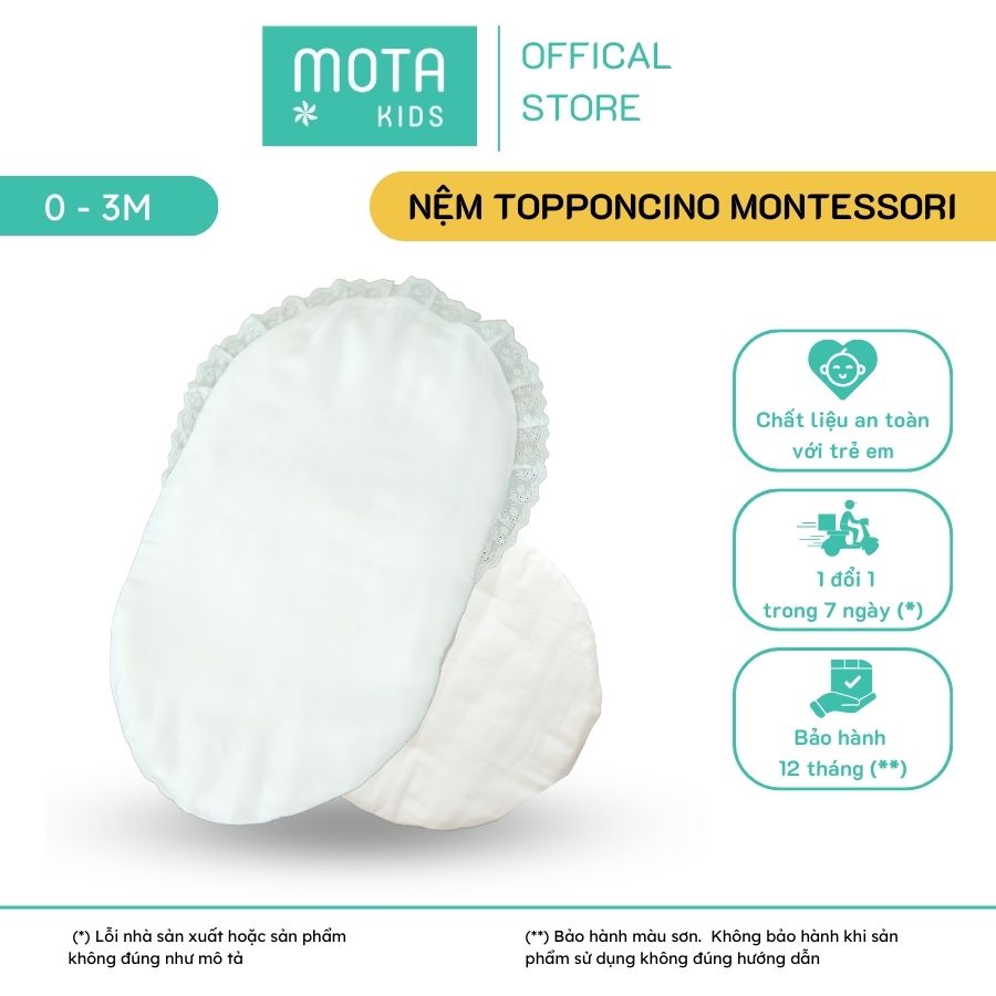 Nệm Topponcino cho bé từ 0-3 tháng Montessori Mota mang lại cảm giác an toàn cho bé ngay khi chào đời- Hàng chính hãng