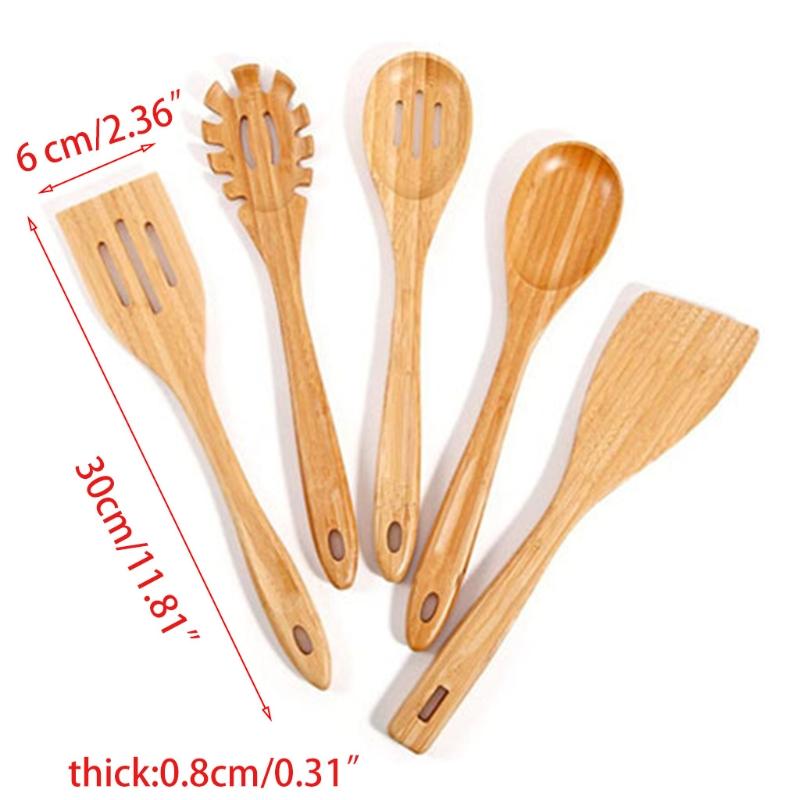 Thìa Gỗ Cho Nấu Ăn 5 Hữu Cơ Tre Tiện Dụng Bộ Dụng Cụ Nhà Bếp Thìa Đũa Thìa