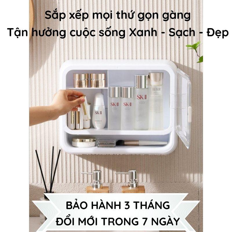 Kệ đựng mỹ phẩm treo tường loại lớn - Kệ treo nhà tắm gắn tường cao cấp kiêm tủ thuốc bằng nhựa