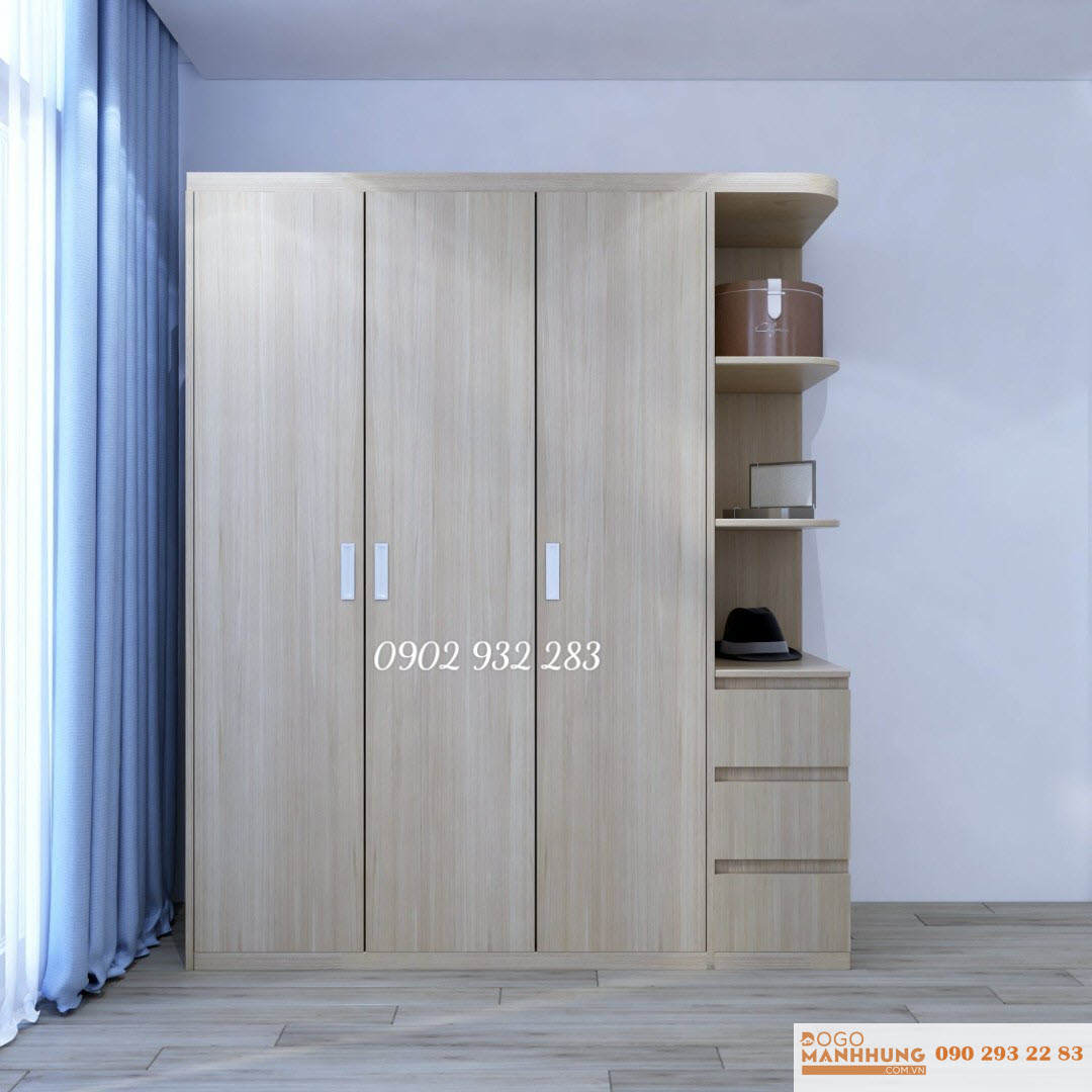 Tủ quần áo gỗ công nghiệp kích thước 1m8 x 2m sang trọng cho phòng ngủ - Đồ Gỗ Mạnh Hùng