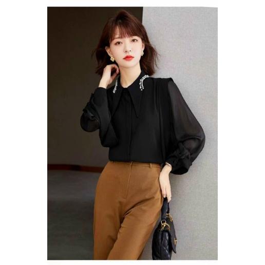 ÁO SƠ MI CỔ NHỌN KẾT HỘT CHÂU