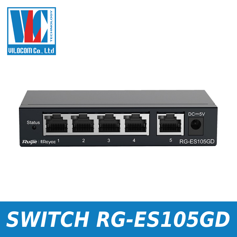 Switch 5 cổng 10/100/1000 BASE-T RUIJIE RG-ES105GD - Hàng Chính Hãng