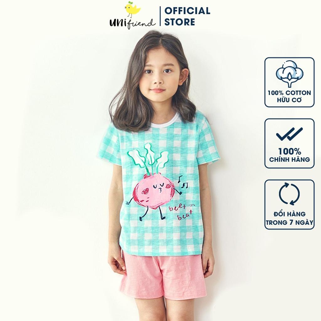 Bộ đồ ngắn tay mặc nhà cotton mịn cho bé gái U3034 - Unifriend Hàn Quốc, Cotton Organic