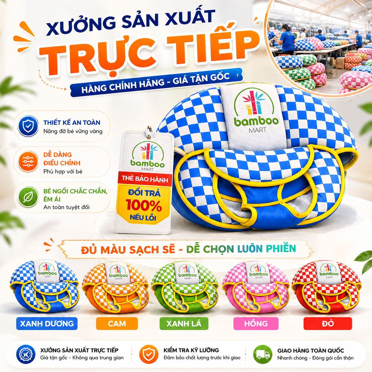 Bộ Yên Và Lót Chân Êm Ái An Toàn, Thay Vừa Xe Tập Đi Nhựa Chợ Lớn – Xanh Lá