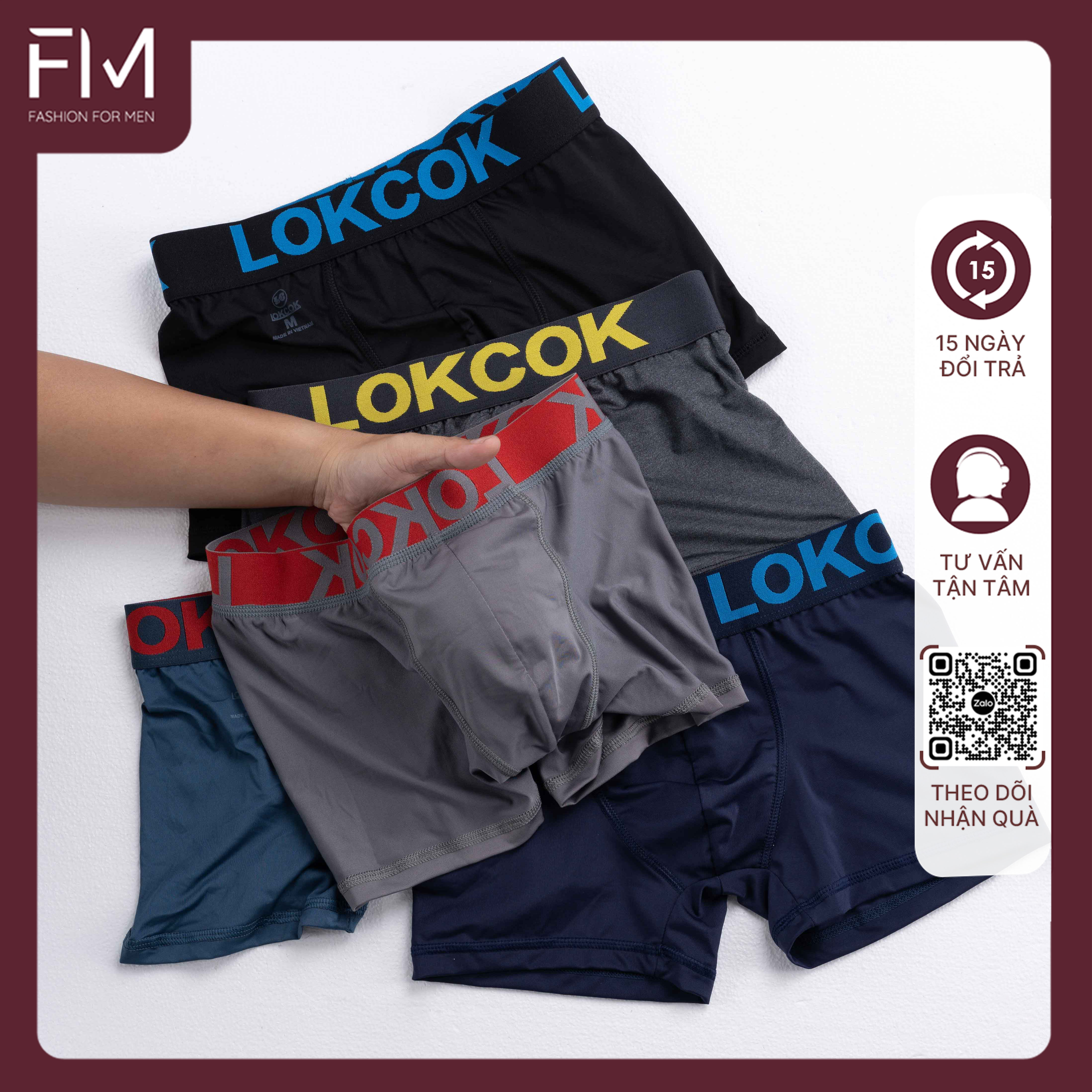 Combo 5 quần sịp boxer chất cotton mềm mịn, thoải mái, nhiều màu - FORMEN SHOP - FMCB5QS007