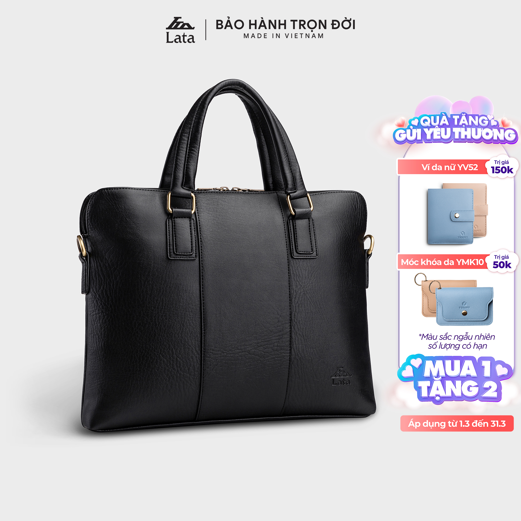 Cặp Công Sở Lata ( Thời trang nam basic đựng laptop 14,6 inch - Cặp da CA29 )