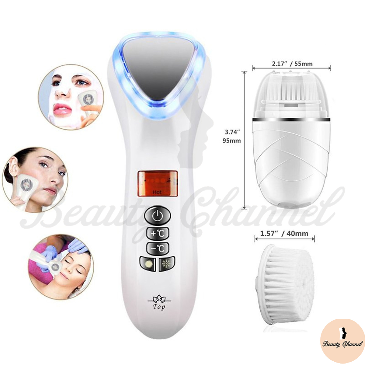 Búa Điện Di Massage Mặt Làm Đẹp Da Photon Nóng Và Lạnh Kết Hợp Rung Sonic Cải Thiện Lỗ Chân Lông Hiệu Quả  Kèm Máy Rửa Mặt Tẩy Trang Mini Tiện Lợi 3 Trong 1