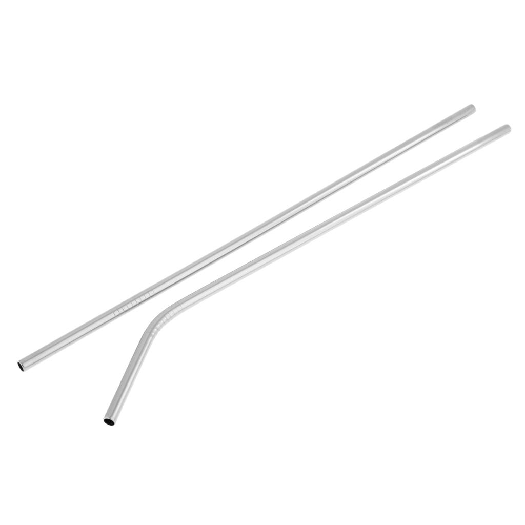 2pcs Stainless Steel Drinking Straw Sucker Straight Bent Set for Party Tumbler Glasses Tea Cup