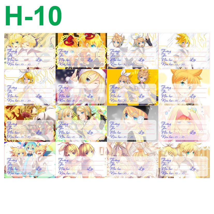 Nhãn vở set 32 nhãn vở Kagamine Rin/Len