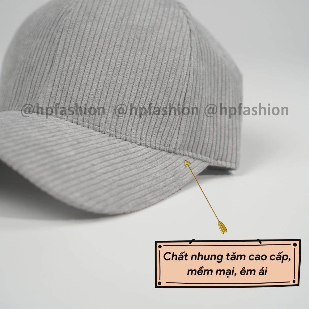 Mũ lưỡi trai trơn ️ Nón kết chất nhung tăm Hàn Quốc cao cấp form unisex nam nữ N28