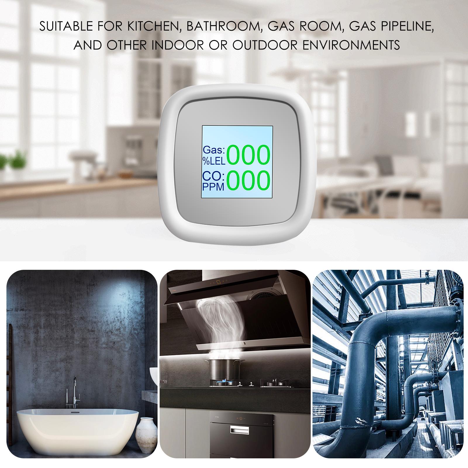 WIFI Combustible Gas Detector Gas Alarm Digital Combustible Gas Detection Instrument Gas Leak Tester Intelligent Air Quality Detector with Sound Alarm APP Notification Pushing SmartLife Tuya APP Remote Control