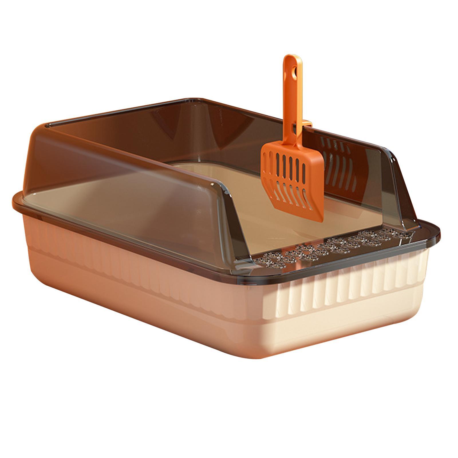 Cat Litter Box Litter Tray Open Top Semi Enclosed Durable 18L Large Capacity