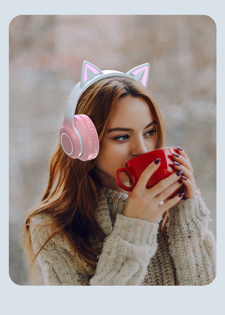 Tai Nghe Chụp Tai Bluetooth Không Dây Gaming, Tai Nghe Mèo Bluetooth Chụp Tai Có Mic Đàm Thoại Tiện Lợi, Tai Nghe Bluetooth Có Đèn LED , Pin Cực Khỏe Bluetooth 5.1 Cao Cấp - Hàng Chính Hãng Besti