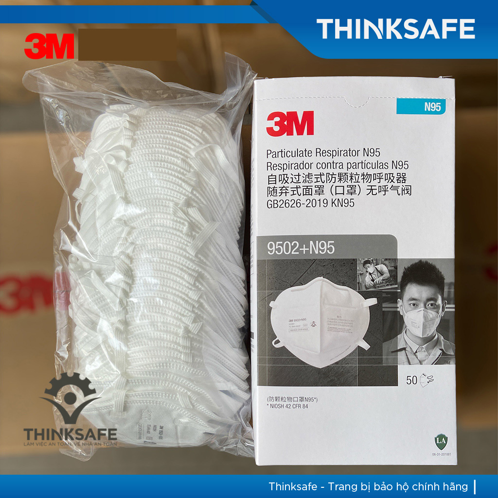 Khẩu trang N95 3M 9502 kháng khuẩn chống bụi mịn - Khẩu trang 3d mask thiết kế thoải mái khi đeo đạt chuẩn N95 kháng khuẩn, chống bụi, chống độc, Khẩu trang 3M chính hãng