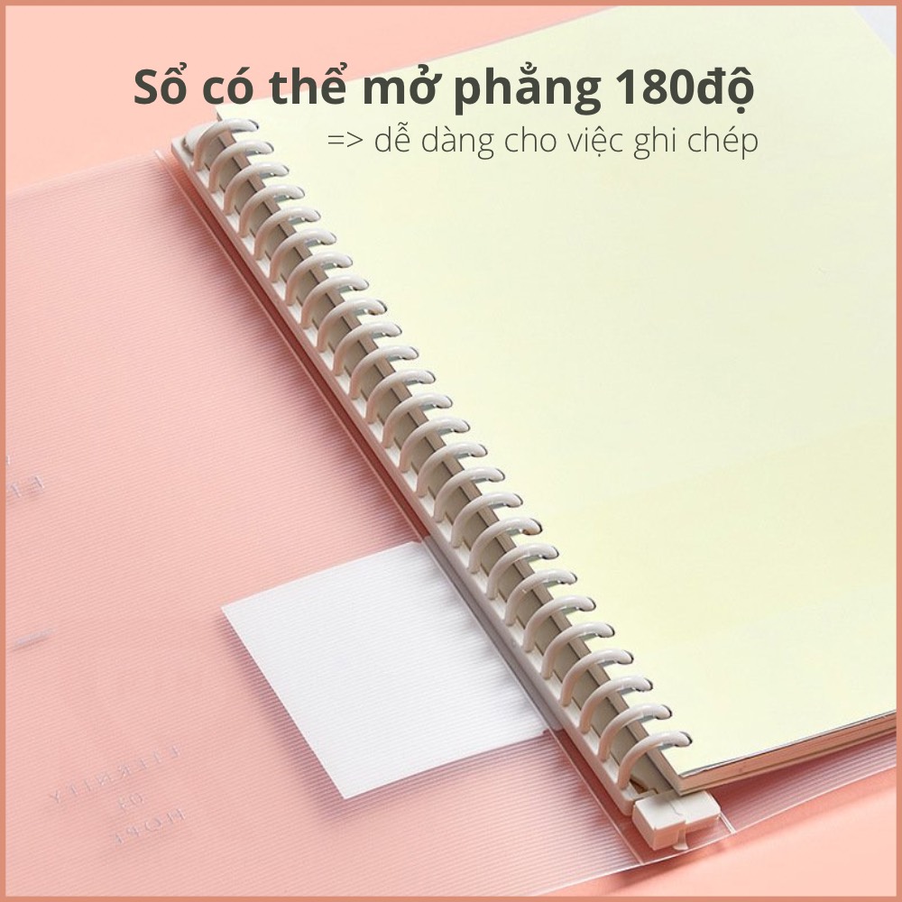 Sổ Tay Ghi Chép Gáy còng nhựa / Binder Gáy Lò Xo ghi chép 60 Trang - Màu Pastel - Có kèm giấy