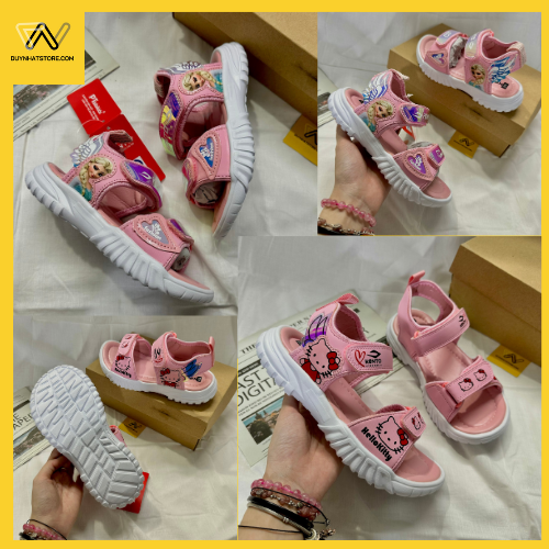 Giày Sandal Công Chúa Elsa Hello Kitty Nữ Học Sinh Đi Học Duy Nhật Store Cấp 1 Cấp 2 Đế Cao Su Đúc Dép Quai Hậu Êm 7 Màu