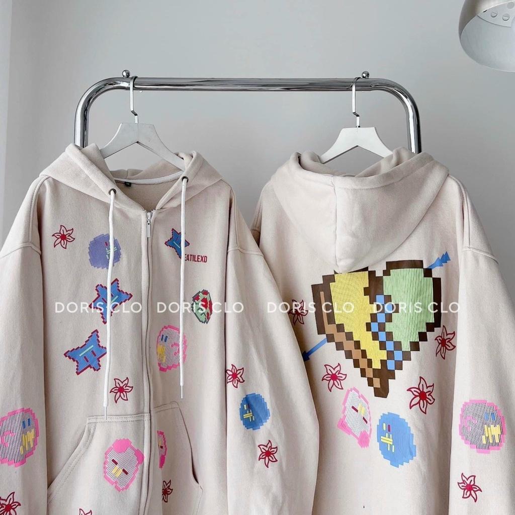 Áo Khoác Nỉ Hoodie Zip EAT Họa Tiết Nghộ Nghĩnh Đáng Yêu Form Rộng Nam Nữ Unisex Siêu Xinh Mới