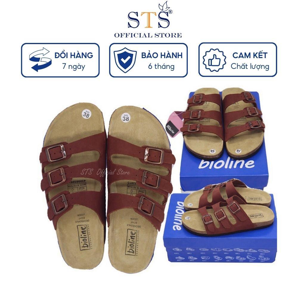 Dép Birken quai ngang đế trấu DA BÒ THẬT NGUYÊN TẤM xuất khẩu ST09 Dép cao cấp chống nước nhẹ đi biển đi chơi