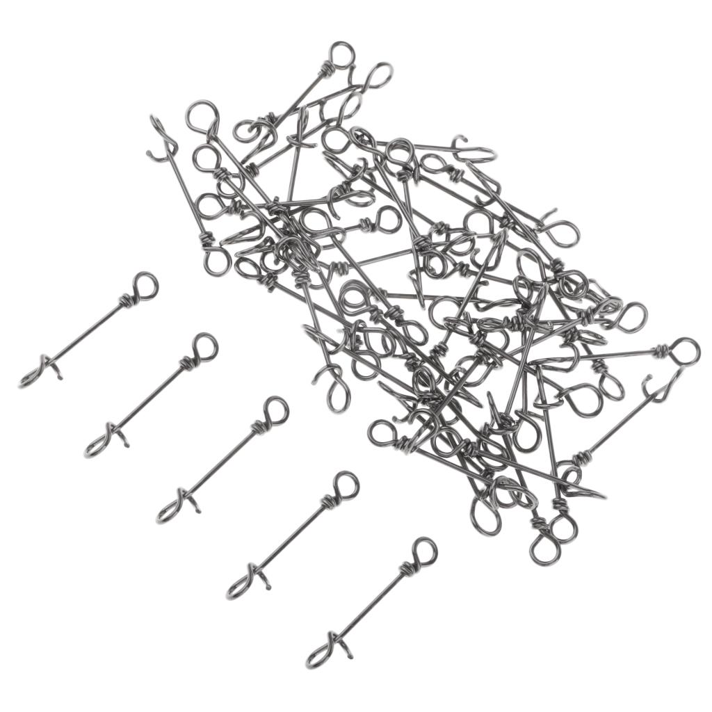 50 Pieces Stainless Steel Quick Lock Fishing Snap Clip Swivel Connector 15mm