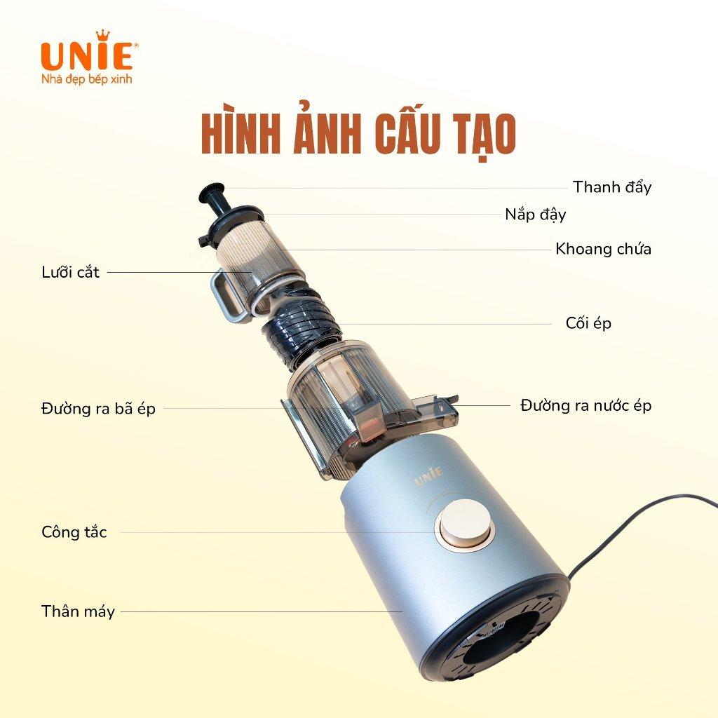 Máy Ép Chậm Unie USJ866, Ống Tiếp 120mm Cắt Ép Nguyên Quả Công Suất 200w, Hàng Chính Hãng