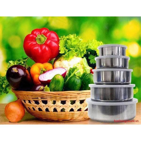 Bộ 5 bát inox cao cấp có nắp đậy