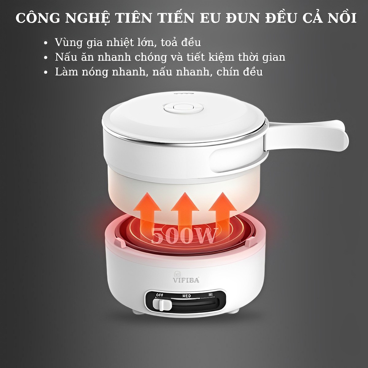 Nồi lẩu điện mini đa năng chống dính cao cấp Homea2z, combo bếp và nồi có tay cầm gấp gọn thông minh, nồi mini du lịch