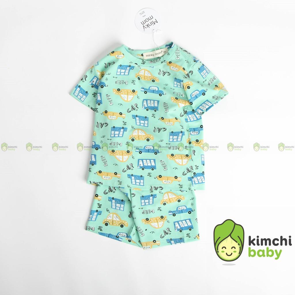 Đồ Bộ Bé Trai, Bé Gái Minky Mom Vải Cotton 100% Họa Tiết Bò Sữa In Nhỏ, Bộ Cộc Tay Cho Bé Mặc Nhà Mùa Hè MKM2126