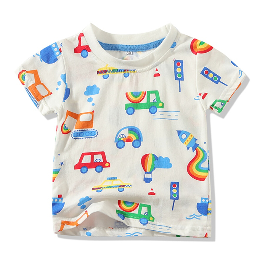 Mua Baby Boy T-shirt Kids Boys Girl Summer Cotton Cartoon Car Print T-shirt  Tops Blouse Short Sleeve Casual Tee Shirts
