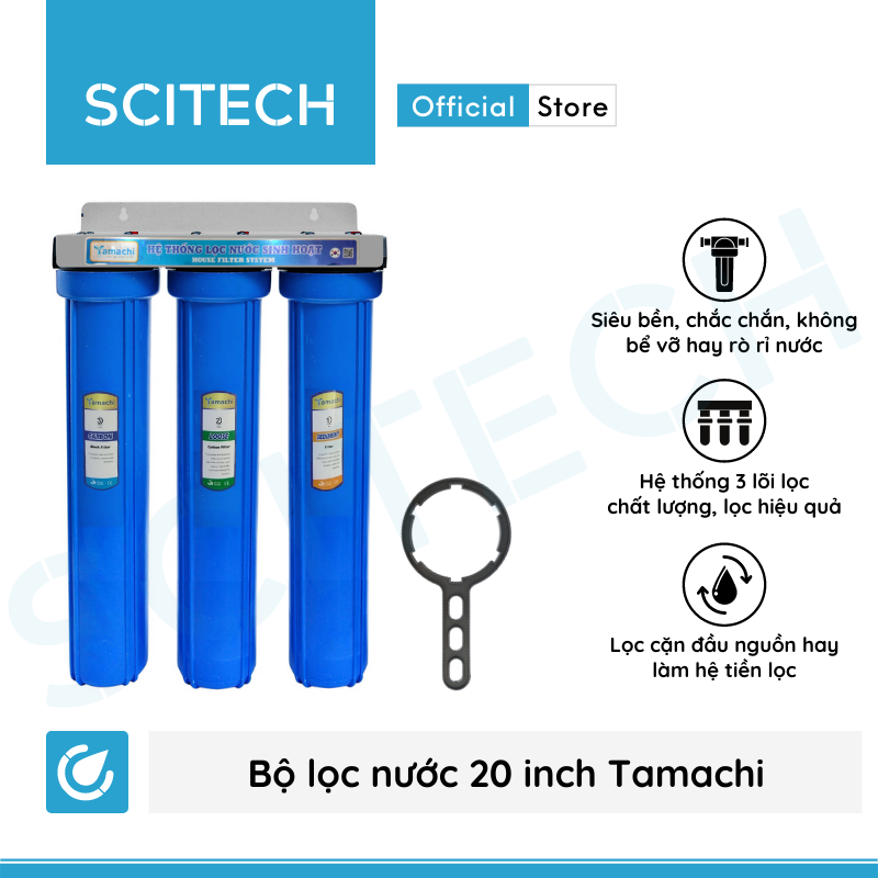 Bộ lọc nước sinh hoạt, bộ ba lọc thô 20 inch by Scitech (3 cấp lọc) - Hàng chính hãng